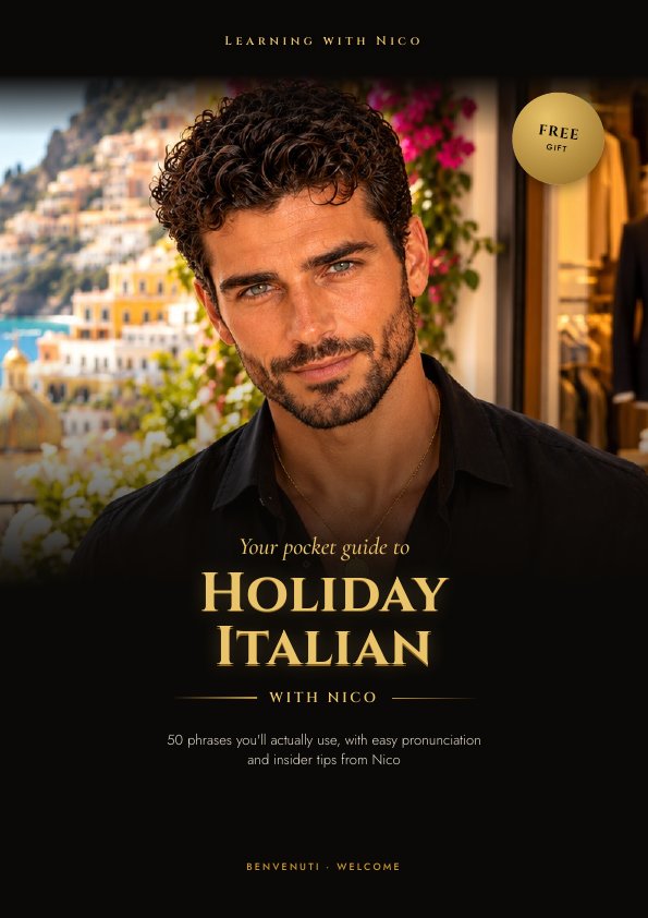Cover of the free guide Holiday Italian with Nico